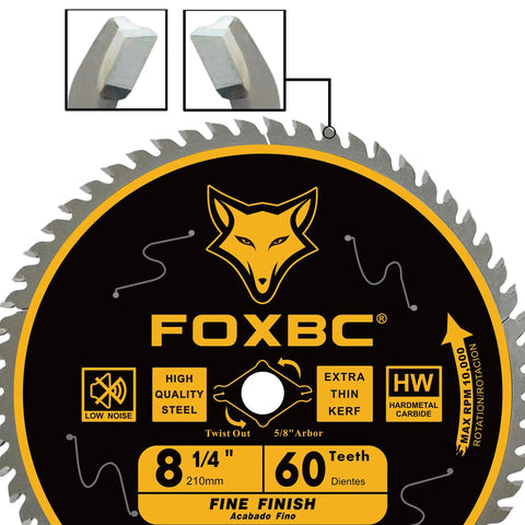 Eight And A Quarter Inch Table Saw Blade With Sixty Tooth Fine Finish For Hardwood Softwood And Plywood Ultra Thin Kerf And Durable Tungsten Carbide Five Eighths Inch Arbor Diamond Knockout For Long Life Pro Grade Woodworking Tool