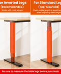 Rock Solid Under Desk PC Mount Bracket With No Drill Hardware And Fifty Pound Capacity For Standard Table Legs straight up image showing options for inverted and standard legs.