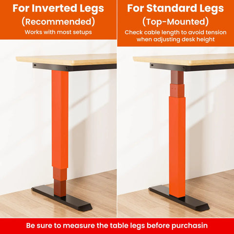 Rock Solid Under Desk PC Mount Bracket With No Drill Hardware And Fifty Pound Capacity For Standard Table Legs straight up image showing options for inverted and standard legs.