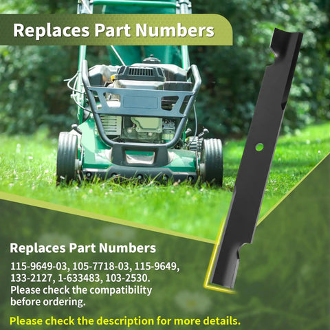 60 Inch Deck High Lift Lawn Mower Blades 3 Pack replaces 105-7718-03 and 115-9649-03 compatible with Exmark shown with a mower