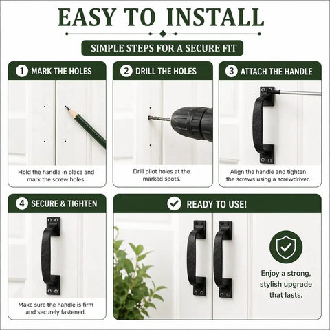 Easy installation guide steps for Dang Sturdy Six Inch Black Wrought Iron Cup Bin Pull Cabinet Handles.