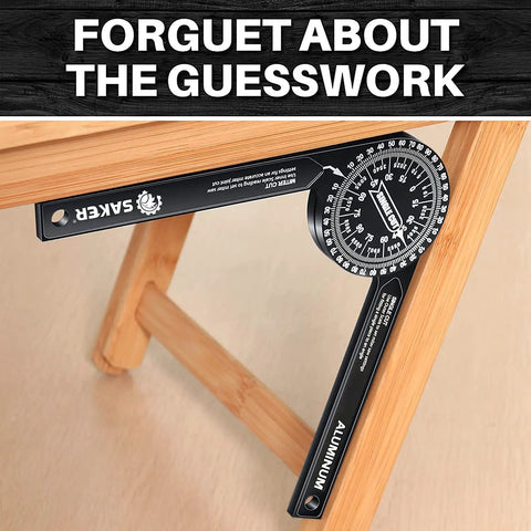 7-Inch Aluminum Miter Saw Protractor With Laser Inside And Outside Readouts, Precise Angle Finder used on wooden surface