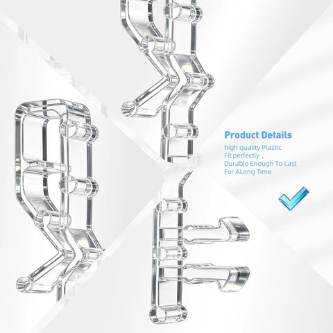 Heavy Duty Valance Clips For Window Blinds 22 Piece Set Featuring Hidden Channel Cover Hardware, clear plastic clips in detailed view.