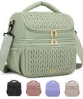 Straight Up Game Changer Super Chic 12l Insulated Breastmilk Cooler Bag With Double Deck Layout Detachable Dividers Plus Totally Leakproof Bottom Zone For Hassle Free Pumping Storage in green with zippers and strap