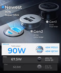 Heavy Duty Slick Hella Fast 90W Car Charger Adapter With PD 45W QC 45W Dual Port USB C Cable showing dual port options and power output.