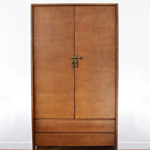 Wooden cabinet with brass hardware featuring brass round corner cabinet backplate strip 4.1 inch overall assembly with pull for doors.