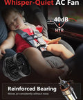 Whisper-quiet AC fan with reinforced bearing for Nissan Rogue 2014-2019 and Rogue Sport 2017-2019, illustrating 40dB noise level.