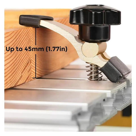 Kick Ass 2Pcs Mini Hold Down Clamps For 3018 CNC Router Pro T-Slot Base Plates, thumb screw on wood securing edge.