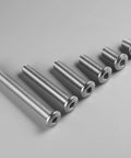 Heavy Duty M6 Flat Head Hex Socket Cap Screws And Bolts 10 Piece Set With Hex Key 304 Stainless Steel in varying lengths.