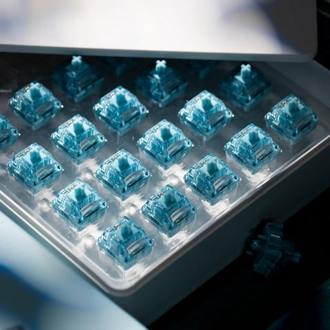 Box of V5 Creamy Blue 5 Pin 45gf Pre Lubed Tactile Keyboard Switches for mechanical gaming keyboard 45 pack