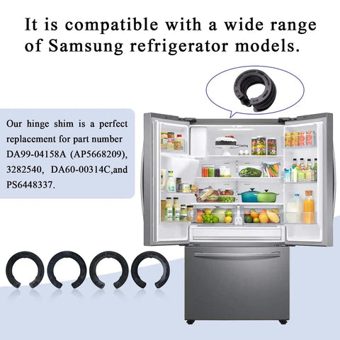 Four Piece Hinge Shim Kit For Fridge Door Height Adjustment Replacement Parts For Samsung Models with shims and fridge