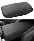 Premium Leather Center Console Armrest Cover For 2024 2025 2026 Subaru Crosstrek And Impreza, Black Stitching, Installed View