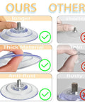 Heavy Duty Suction Cups With M8 Screws 4 Pack comparison image showing thicker, longer, and anti-rust features versus thinner rivals.
