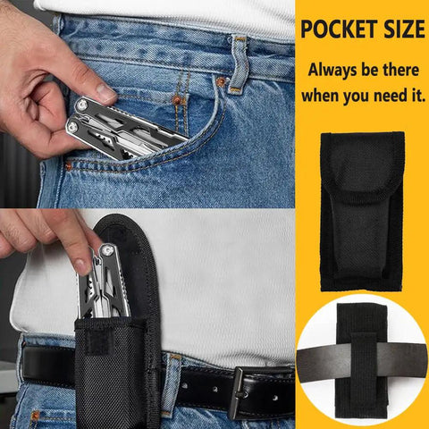 EDC Upgraded 17 In 1 All In One Multitool With Pliers, Knife, Wire Cutter in compact pouch for belt or pocket carry