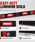 3Pcs level set, 40 60 80 Inch Aluminum Spirit Level, 45 90 180 Degree with shock-absorbing end caps and integrated ruler.