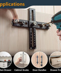Cabinet Hardware Doweling Jig Kit With Titanium Coated Drill Bits for knobs handles pulls installation on cabinet doors.
