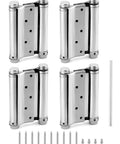 Built Tough Heavy Duty Cafe Saloon Door Swing Hinges 5 Inch Stainless Steel Self Closing Double Action 4 Pack with pins and screws