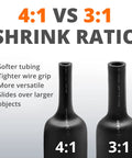 Comparison of 4:1 vs 3:1 shrink ratio for Adhesive Lined Heat Shrink Tubing Kit 190 Pieces 4 To 1 Shrink Ratio Black And Red Waterproof Oil Proof Pro Grade Industrial Use UL Listed For Automotive Wiring And Electrical Repairs