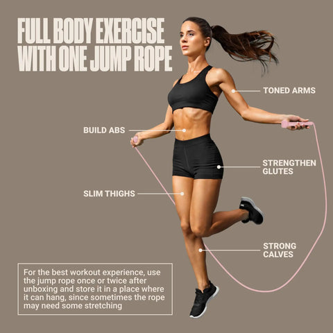 Woman using Adjustable Jump Rope For Fitness And Cardio Kickin It Speed Rope For Boxing And Weight Loss Pink Pro Grade Skipping