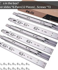 10 Inch Soft Close Drawer Slides Set Six Pairs With Full Extension Ball Bearing Side Mount Runners and screws