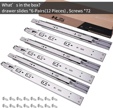 10 Inch Soft Close Drawer Slides Set Six Pairs With Full Extension Ball Bearing Side Mount Runners and screws