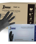 Top-Tier Black Nitrile Disposable Gloves In A Massive 1000-Count Box, 4 Mil Extra-Thick Cushioning X-Large Fit displayed with packaging.