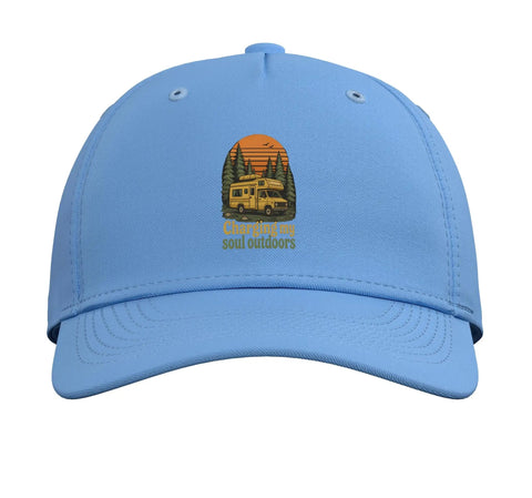 Light Blue Printed Baseball Hat For Outdoor Adventures And Travel Adjustable Five Panel Cap For RV Camping And Nature Enthusiasts