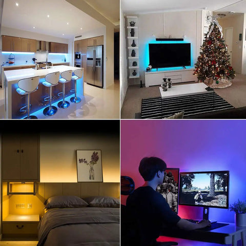 Battery Powered RGB LED Strip Lights 20Ft With 24 Key Remote Color Changing Indoor Outdoor Decor for room ambiance