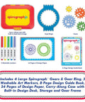 Jumbo Spiral Gear Art Kit for Kids 3 And Up with colorful markers, spiral design paper, gear frames, and a carry-along case