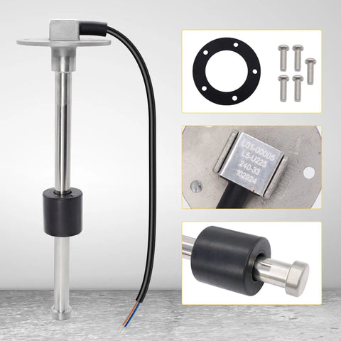 Fuel Sending Unit 240-33 Ohm 9 Inch Marine Gas Tank Sender For Boats And Vehicles, Universal Float Sensor For Boats, Cars, Generators, Engines, And Heavy Machinery, 316 stainless steel with gasket and screws