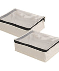 Under Bed Sweater Storage Bags 2 Pack Made From Breathable Cotton Canvas With Zippers And Clear Top Window For Quick Visuals