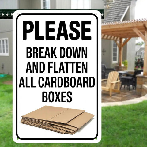 Metal Cardboard Recycle Sign 8 By 12 Inches Tough As Nails Heavy Duty All Weather Outdoor Indoor Durable Black And White Design Waterproof UV Resistant Dust Proof For Home And Shop Use, wall-mounted