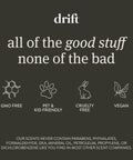 Wood Car Air Freshener With Metal Clip, Long Lasting Scent, Essential Oils, Clean Ingredients icons for GMO free, cruelty-free, vegan.