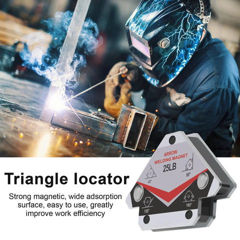 Heavy duty welding magnets holding metal at precise angles during fabrication.