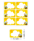 Bee Name Tag Stickers Pack 180 Pcs 2x3 Inch Self Adhesive Honeycomb Themed Name Labels with Cute Bee Design on Yellow Background