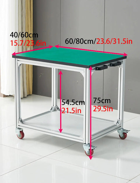Slick Rolling Aluminum Workbench With Locking Casters Set Up Badass Packing Table For Electronics Assembly And Circuit Repair with dimensions