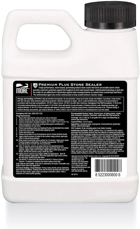 Premium Plus Stone Sealer Protector For Countertops Fights Stains On Natural Stone Marble And Granite With Built In Grime