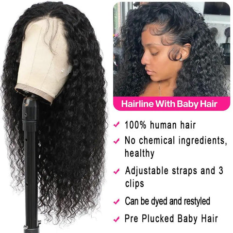 180 Density HD Lace Front Wig 13x4 Glueless Brazilian Virgin Remy Human Hair Deep Wave Frontal With Pre Plucked Baby Hair