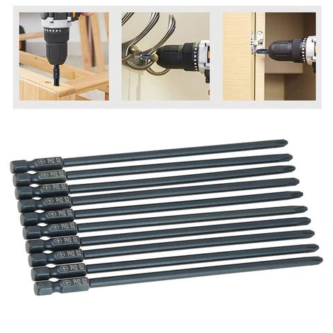Premium S2 Steel Screwdriver Bits Set With Magnetic Tips, Heavy Duty Impact Resistance, Professional PH2 Cross Head Bit Kit For Electric Drills And DIY Projects That Are A Total Game Changer. 10-pack PH2 S2 steel screwdriver bits for drill use