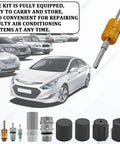 Seventeen Piece Air Conditioning Valve Core Kit For R12 And R134a HVAC Systems With Valve Core Removal Tool Teflon Seal Covers