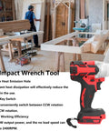 Ftovgue Brushless Impact Wrench Cordless High Torque 250Nm Electric Driver With 18V Battery And 12 7Mm Square Chuck Robust power tool in workshop setting.