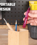 Pretty Dang Useful 24 Piece Mini Screwdriver Set With Slick Magnetic Bits And Precision Driver Options In Pink, displayed in a wooden holder.