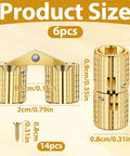 Diagram of Hidden Brass Barrel Hinges For Wooden Boxes, 180 Degree Opening, showing dimensions and included screws.