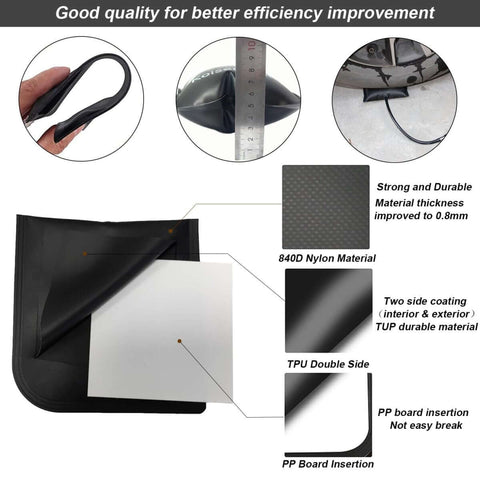 Heavy Duty Air Wedge Bag Set With Pump Leveling Kit And Alignment Tool Inflatable Shim Bags For Auto Repair And DIY Projects Includes Two Plastic Wedges 4 Pack, showing material composition and thickness