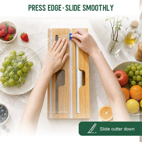 Premium Bamboo Kitchen Drawer Organizer With Five Slots For Snack Quart And Gallon Bags Plus Foil And Wrap Holder To Keep Your Drawers Totally Clutter Free And Ready To Go