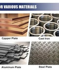 Image showing copper, aluminum, steel plates, and cast iron cylinders for heavy duty annular cutter set for magnetic drill press.