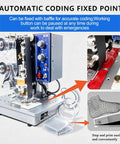 High Speed Automatic Electric Ribbon Code Printer For Production Dates And Batch Numbers On Flexible Packaging Film Plastic Leather Hot Stamping Coda Machine with control panel and feeding mechanism.