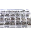All Purpose Stainless Steel Spring Shock Absorber Kit With 23 Size Variations and 300Pcs 390Pcs 392Pcs 400Pcs Mix, organized in box