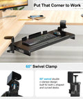 Under Desk Keyboard Tray With 60 Degree Swivel Clamp And Height Adjustment For Corner Desks, 25.6 By 11.8 Inch platform in use