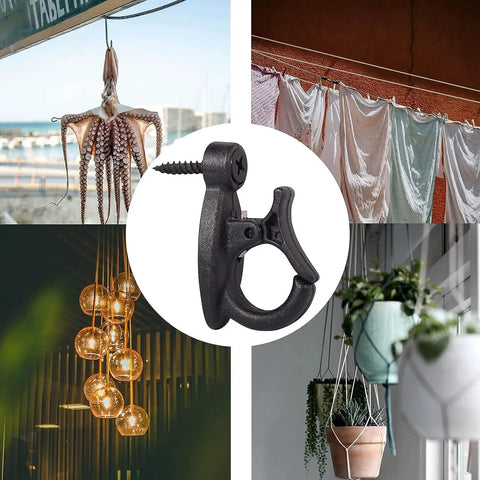 Outdoor String Light Hooks Screw In Hanger For Hanging Christmas Lights, Patio Lights, Wires And Plants, Black Finish, 20 Pack, Easy Install, No Fuss Weather Resistant, Durable Garden Hook Set